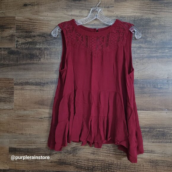 Maurices Baby Doll Top XL Crochet Lace Ethereal Whimsy Boho Western Country Girl - Picture 1 of 8